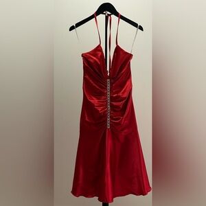 Jessica McClintock Red Halter Backless Dress